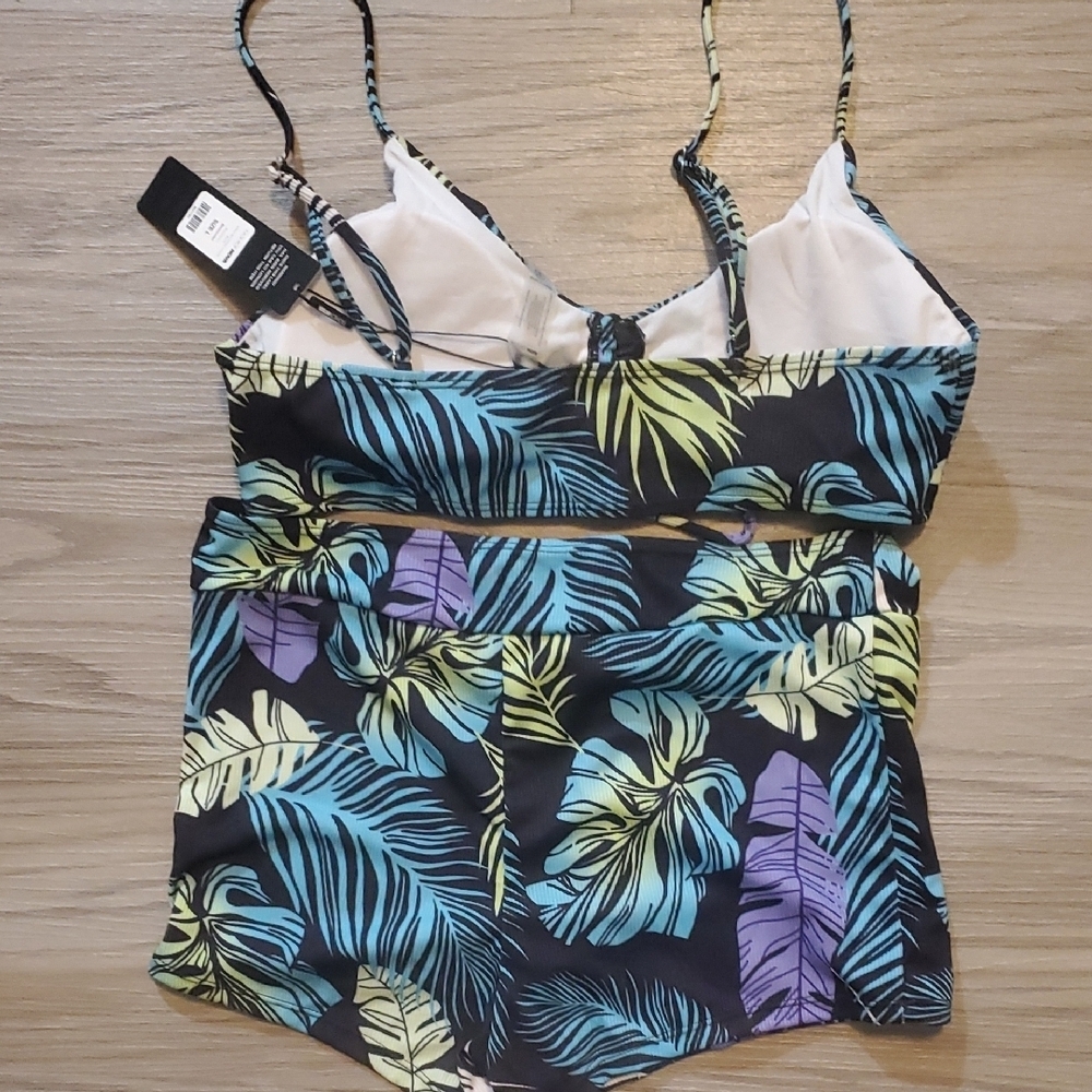 Fashion Nova Blue and Black Leaf Bikini - Picture 3 of 3